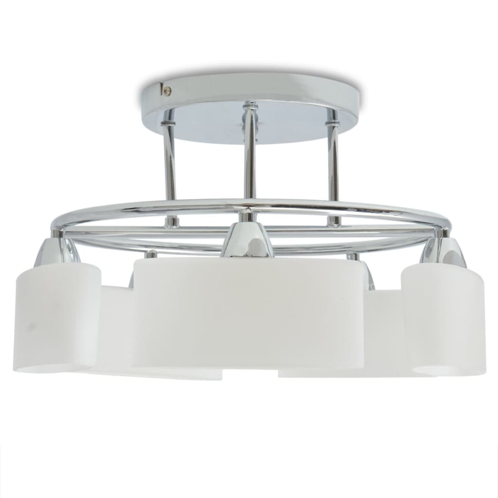 Lampada Soffitto Paralumi Elissoidi Vetro 5 Lampadine E14 200 W cod mxl 57842