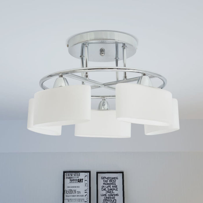 Lampada Soffitto Paralumi Elissoidi Vetro 5 Lampadine E14 200 W cod mxl 57842