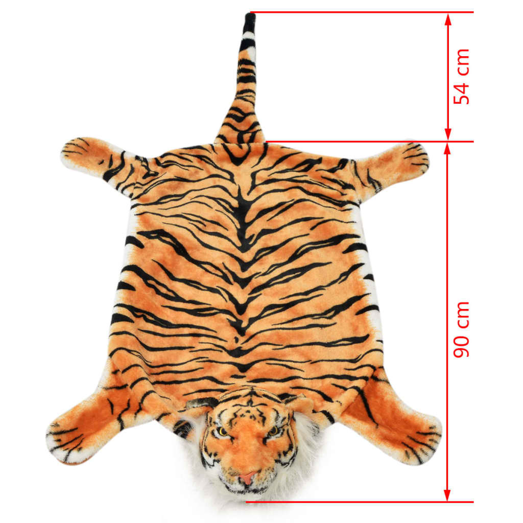 Tappeto di Peluche a Forma di Tigre 144 cm Marrone 80168