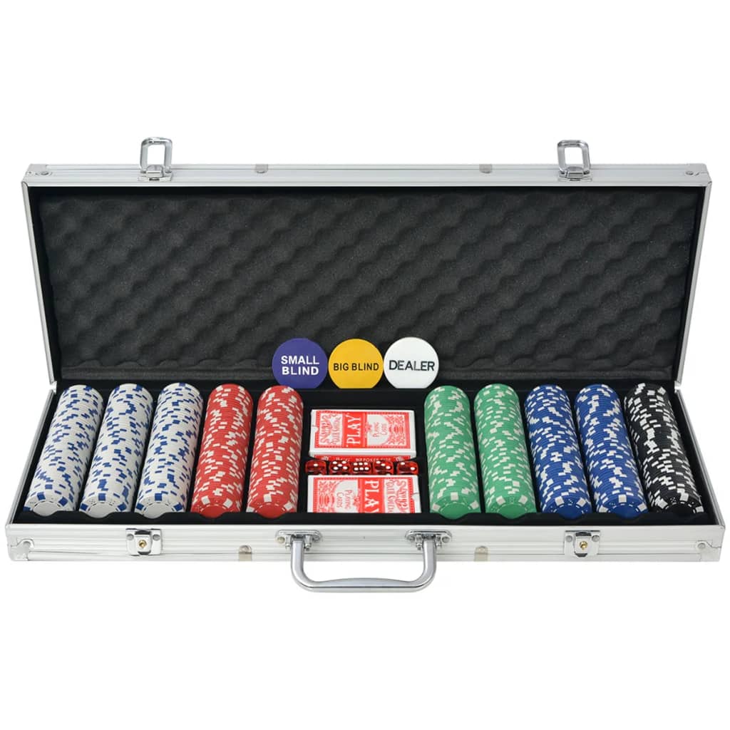 Set da Poker con 500 Chips Alluminio 80182