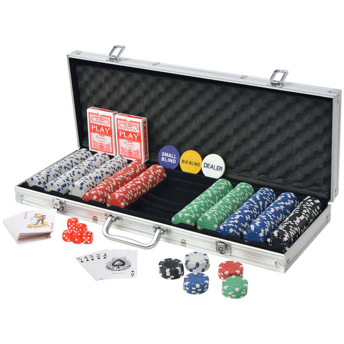 Set da Poker con 500 Chips Alluminio 80182