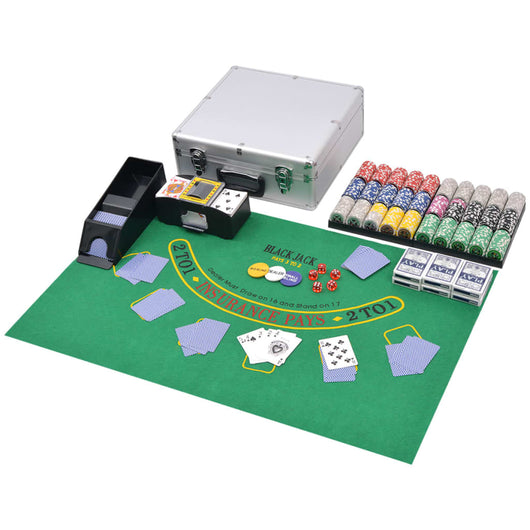 Set da Poker/Blackjack con 600 Chips Laser Alluminiocod mxl 97385