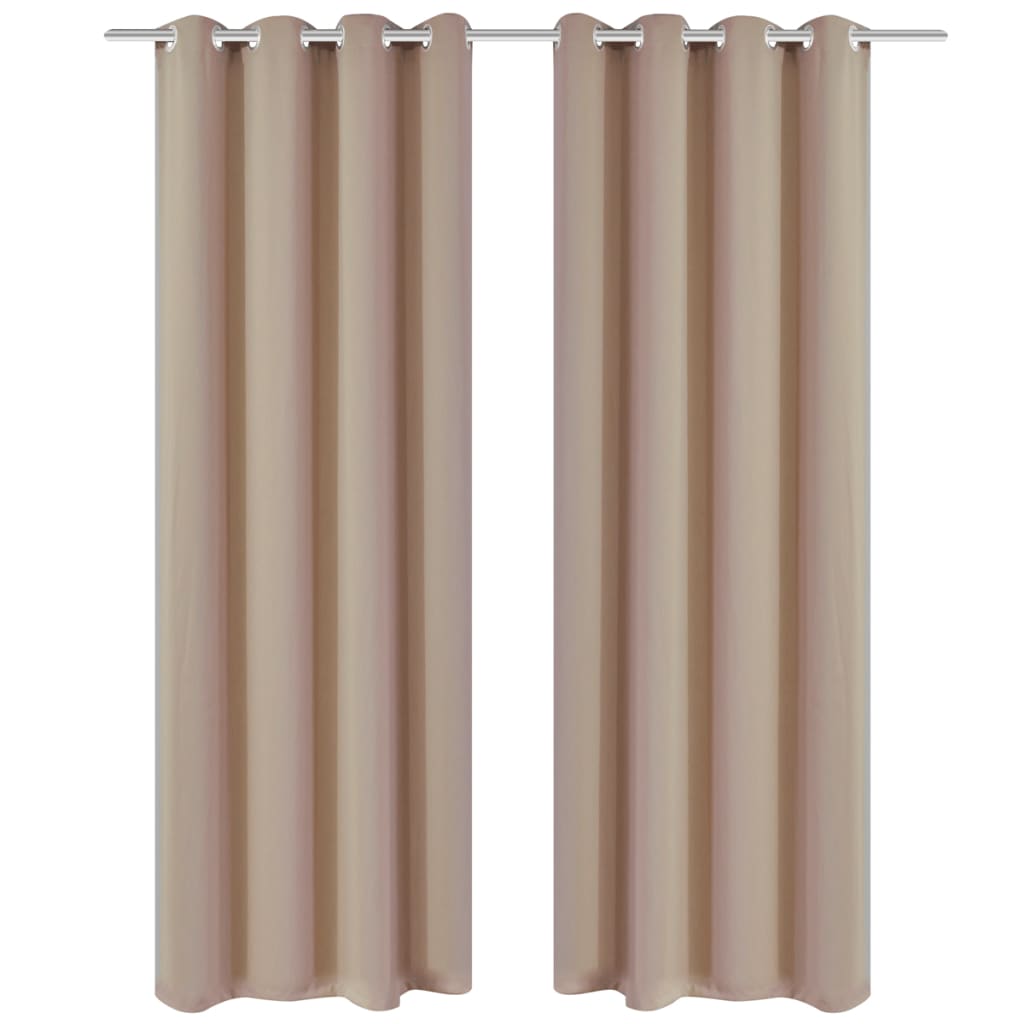 2 Pz Tende Oscuranti con Occhielli in Metallo 135x175 cm Crema 132201