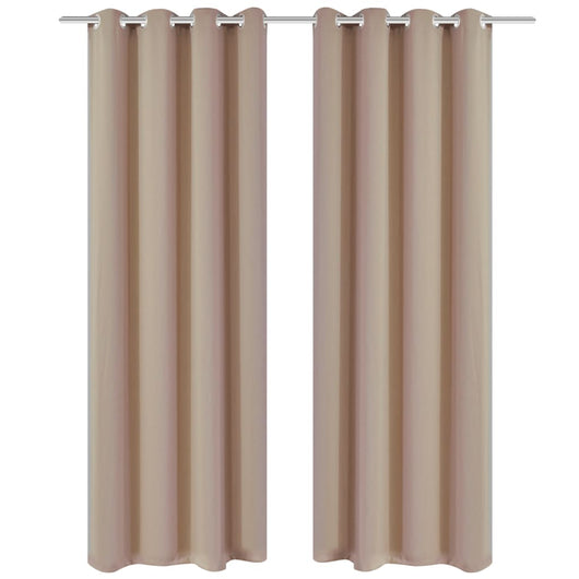 2 Pz Tende Oscuranti con Occhielli in Metallo 135x175 cm Crema 132201