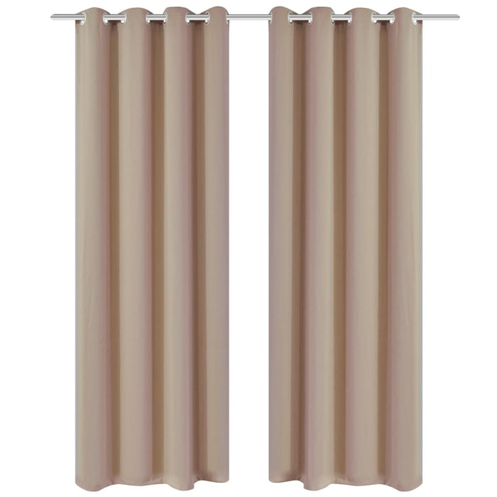 2 Pz Tende Oscuranti con Occhielli in Metallo 135x175 cm Crema 132201