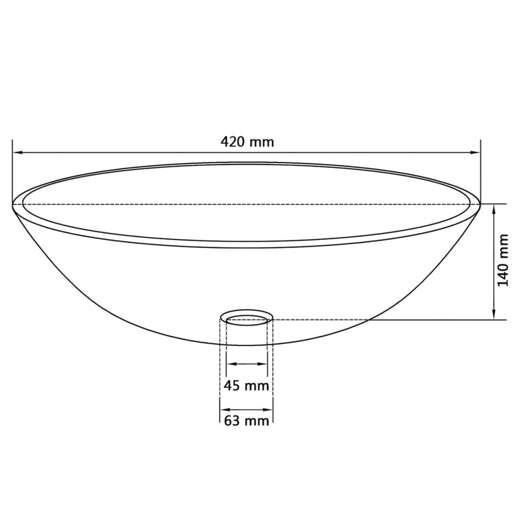 Lavandino in Vetro Temperato 42 cm Nero 142231