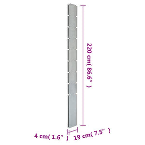 Palo per Recinzione Gabbione Argento 220 cm in Acciaio Zincato 142328