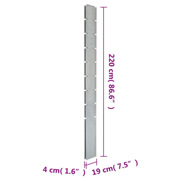 Palo per Recinzione Gabbione Argento 220 cm in Acciaio Zincato 142328