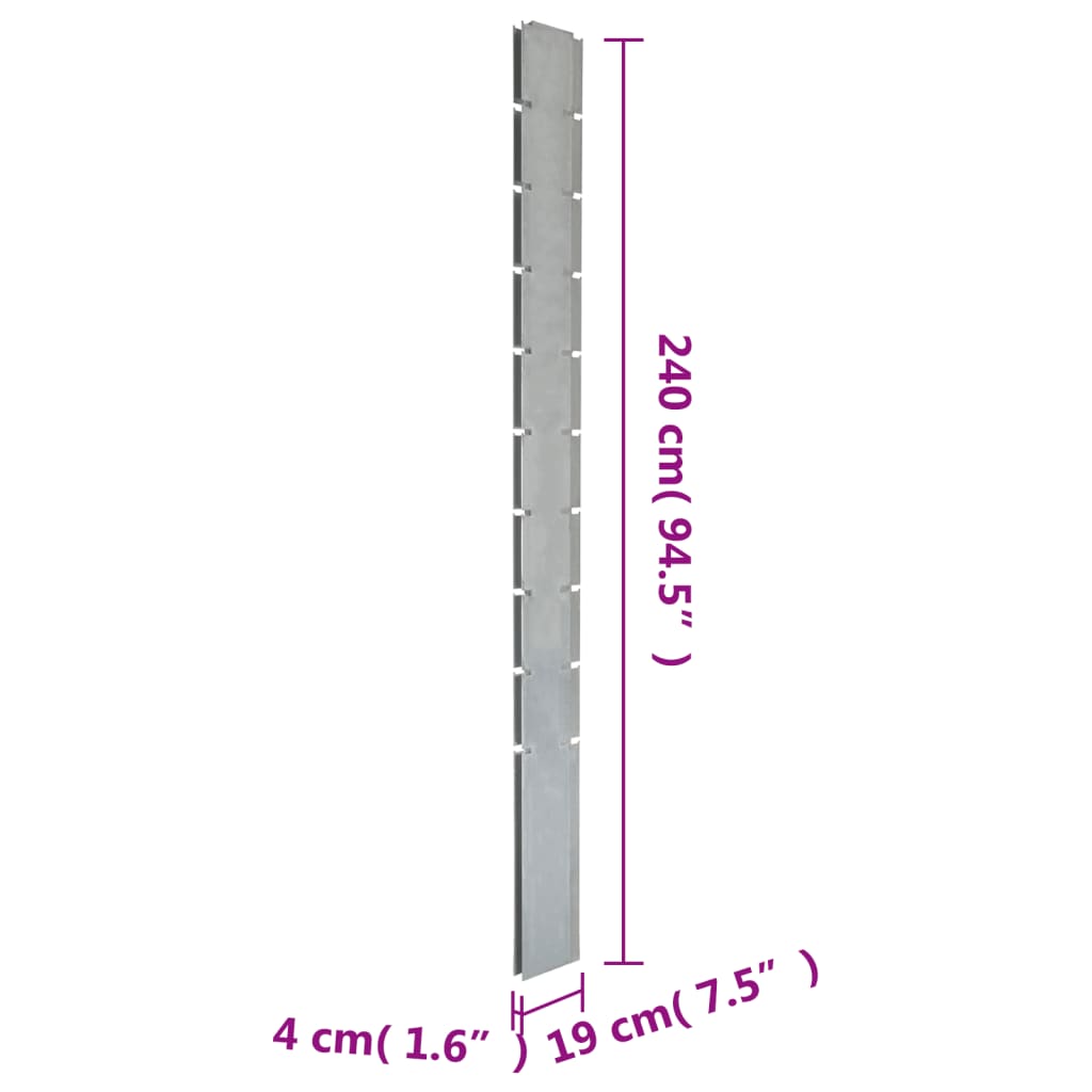 Palo per Recinzione Gabbione Argento 240 cm in Acciaio Zincato 142329