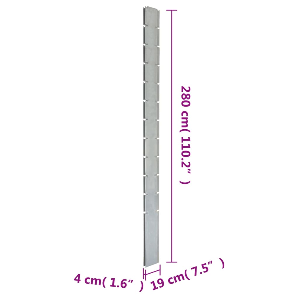 Palo per Recinzione Gabbione Argento 280 cm in Acciaio Zincato 142331