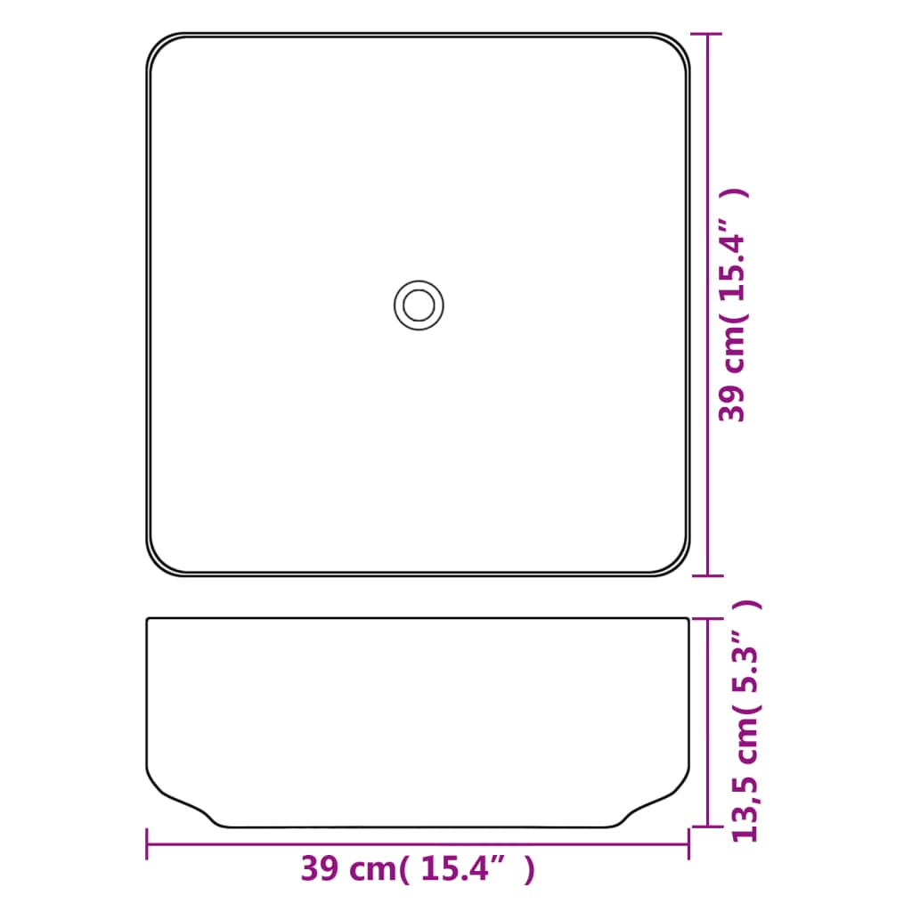 Lavandino Quadrato in Ceramica Bianca 38x38x13,5 cm cod mxl 51366