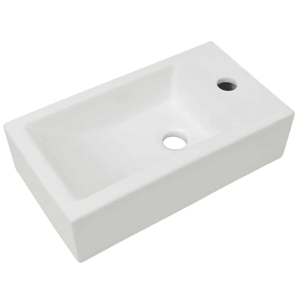 Lavandino con Foro Rubinetto Rettangolare Ceramica 46x25,5x12cm cod mxl 53030