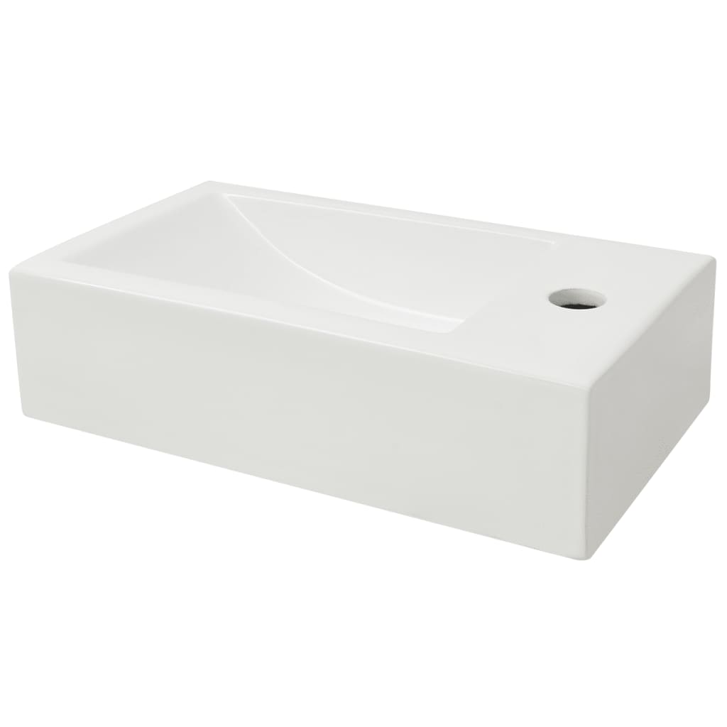 Lavandino con Foro Rubinetto Rettangolare Ceramica 46x25,5x12cm cod mxl 53030