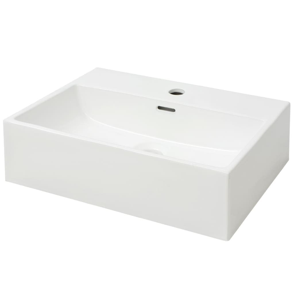 Lavandino con Foro Rubinetto in Ceramica Bianca 51,5x38,5x15 cm cod mxl 54048