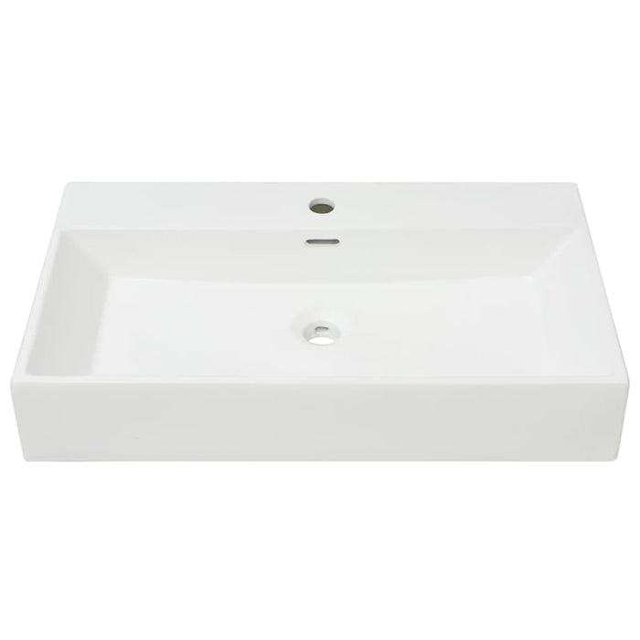 Lavandino con Foro Rubinetto in Ceramica Bianca 76x42,5x14,5 cm cod mxl 50687