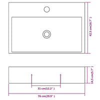 Lavandino con Foro Rubinetto in Ceramica Bianca 76x42,5x14,5 cm cod mxl 50687