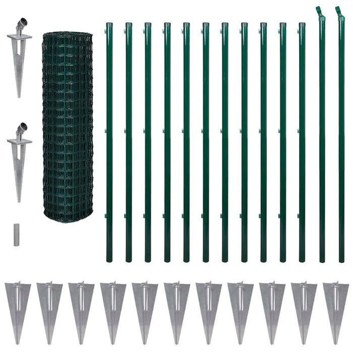 Recinzione Euro in Acciaio 25x1,5 m Verde 142390