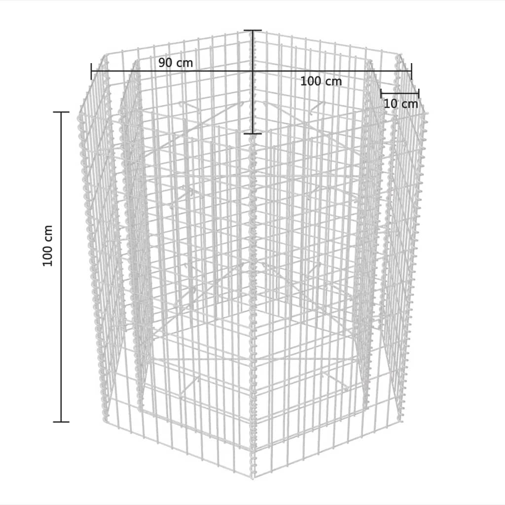 Gabbione Letto Rialzato da Giardino Esagonale 100x90x100 cm cod mxl 67090