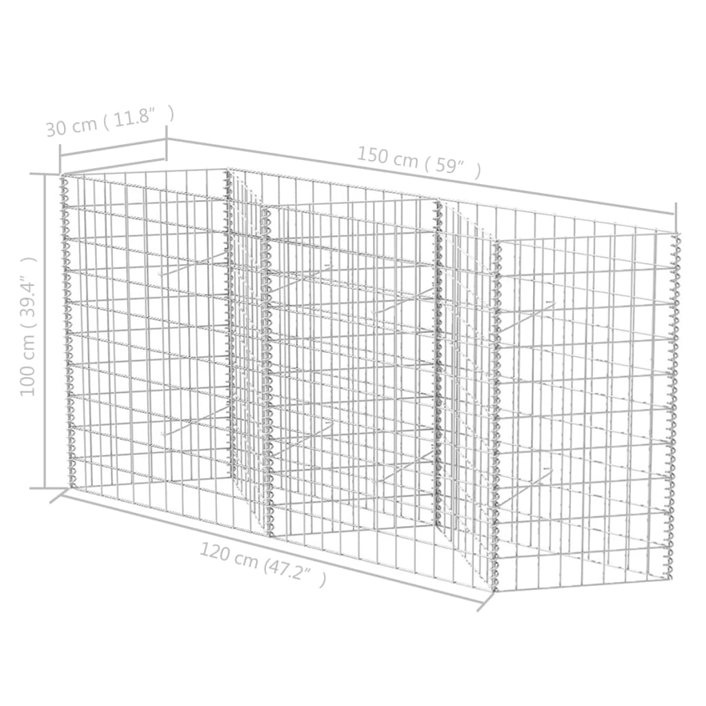 Gabbione in Rete in Acciaio Zincato 120x30x100 cm cod mxl 24845