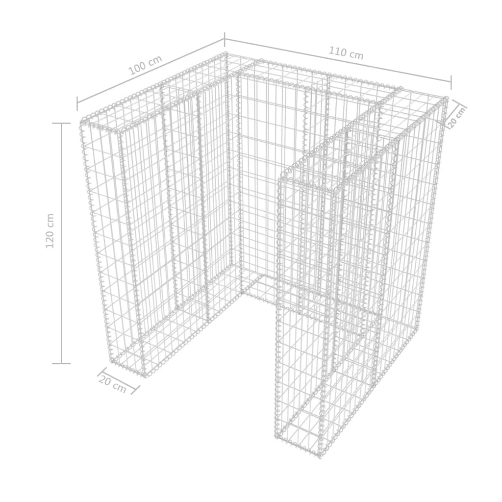 Gabbione in Rete in Acciaio per 1 Cassonetto 110x100x120 cm 