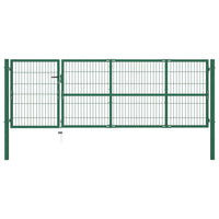 Cancello di Recinzione con Paletti 350x100 cm in Acciaio Verde cod mxl 45426