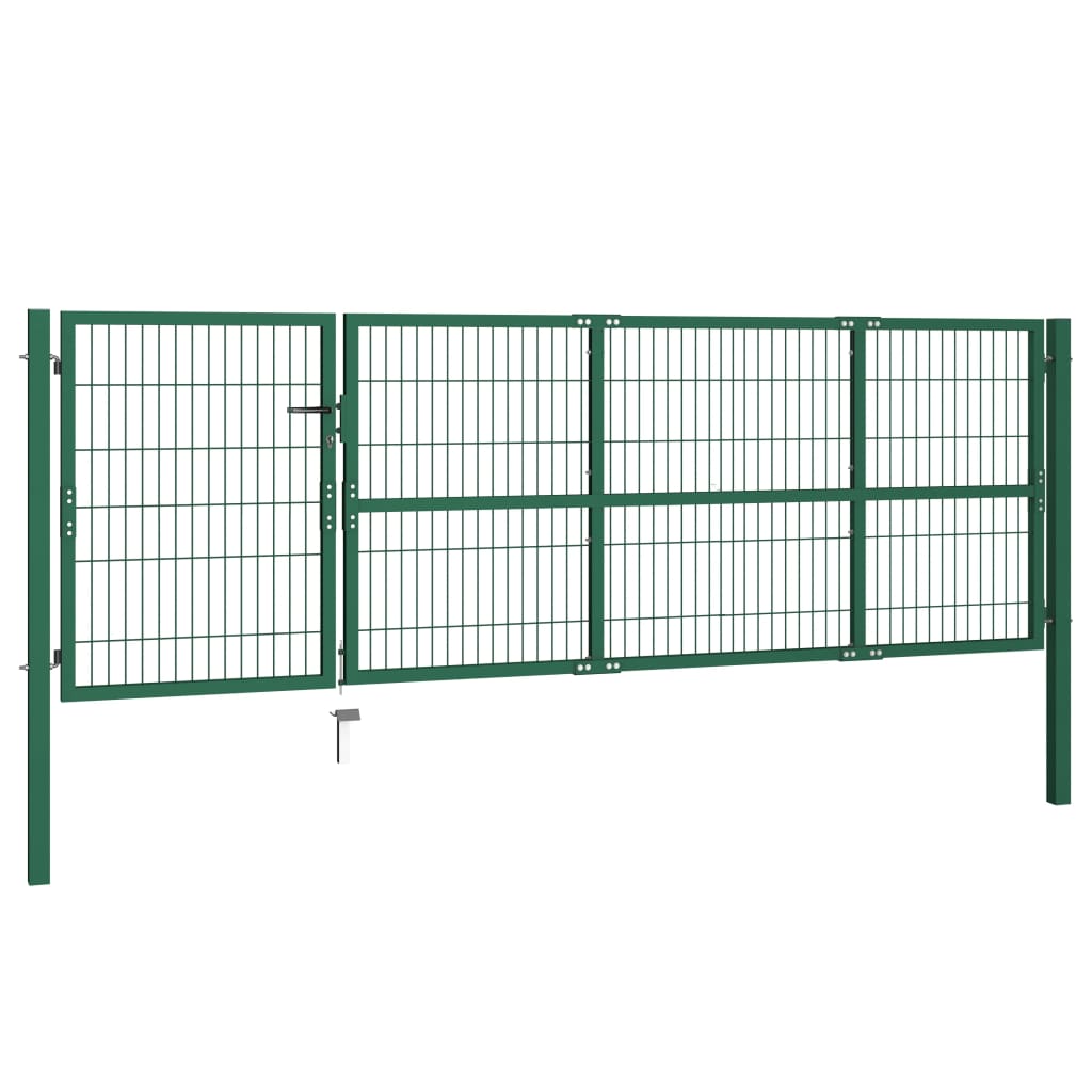 Cancello di Recinzione con Paletti 350x100 cm in Acciaio Verde cod mxl 45426