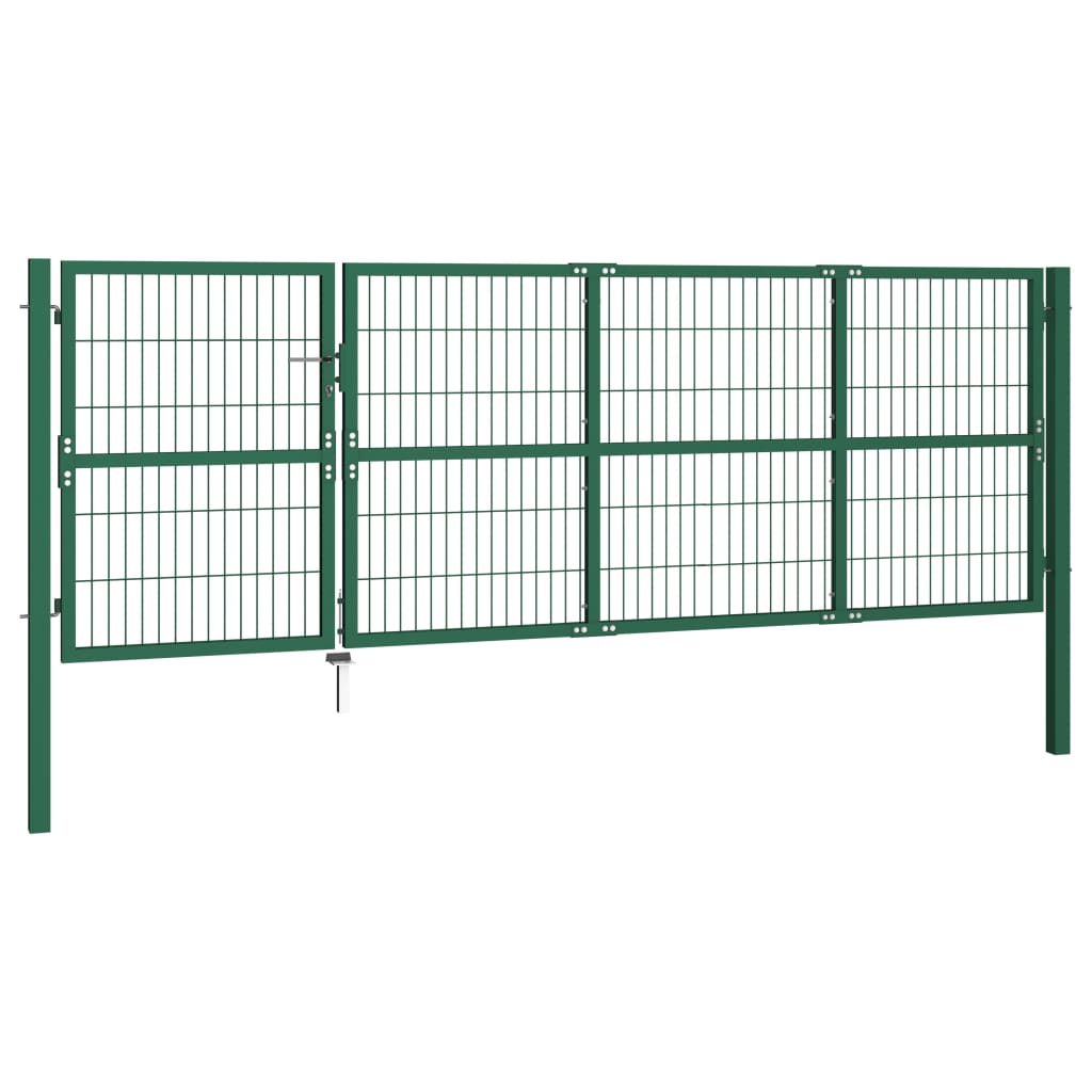 Cancello di Recinzione con Paletti 350x120 cm in Acciaio Verde cod mxl 74175