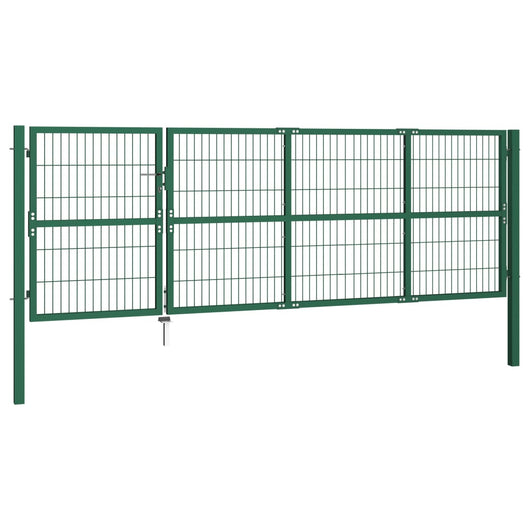 Cancello di Recinzione con Paletti 350x120 cm in Acciaio Verde cod mxl 74175