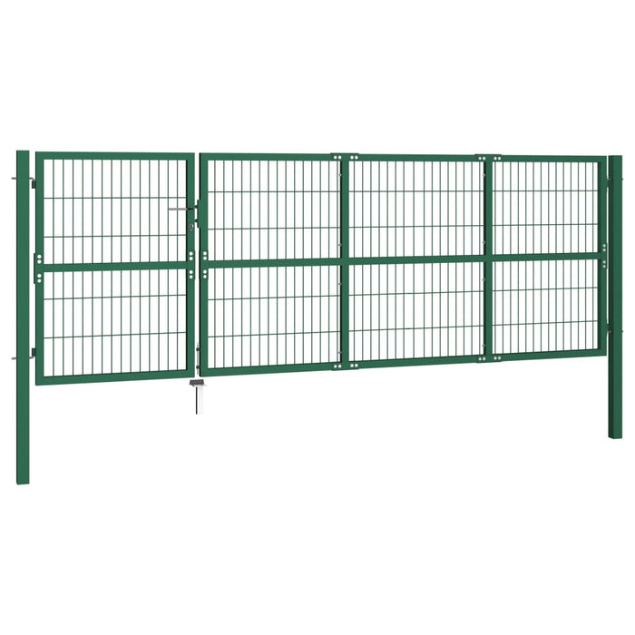 Cancello di Recinzione con Paletti 350x120 cm in Acciaio Verde cod mxl 74175