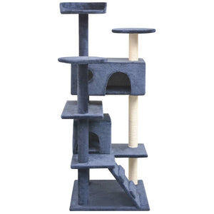 Albero per Gatti con Tiragraffi in Sisal 125 cm Blu Scuro