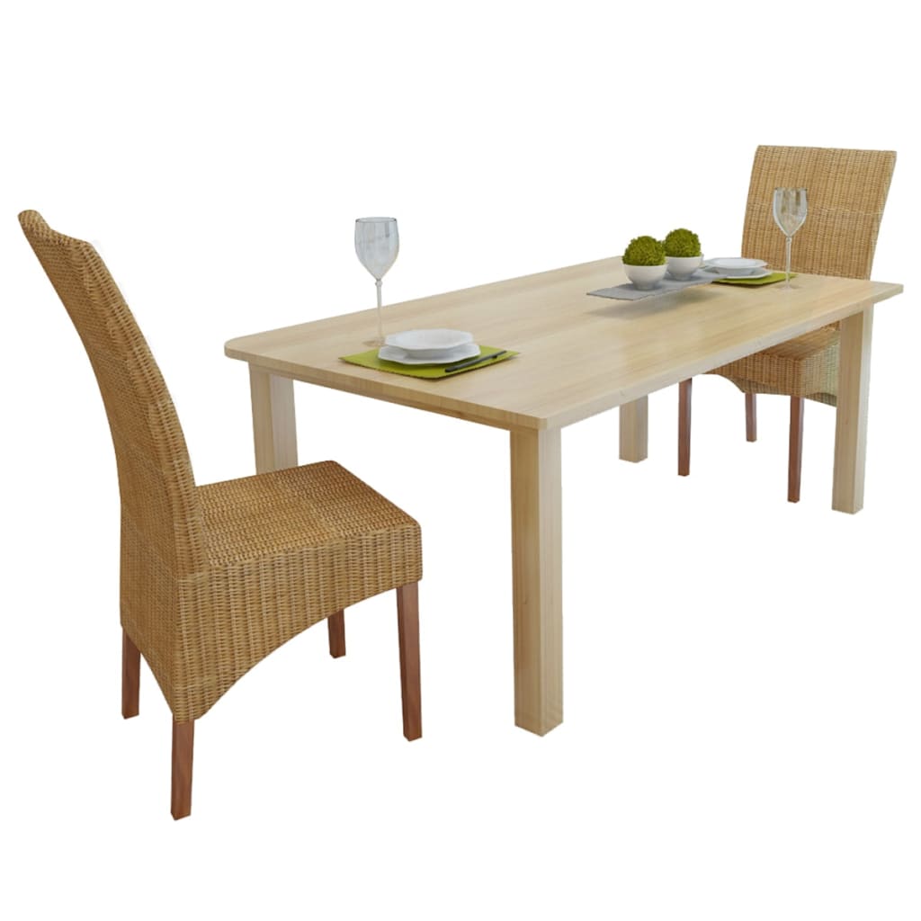 Sedie da Pranzo 2 pz Marroni in Rattan Naturale cod mxl 9609