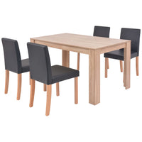 TAvolo e Sedie da Pranzo 5 pz in Pelle Artificiale Quercia Nero 243526