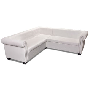 Divano Angolare Chesterfield a 5 Posti Pelle Artificiale Bianca 243613