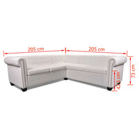 Divano Angolare Chesterfield a 5 Posti Pelle Artificiale Bianca 243613