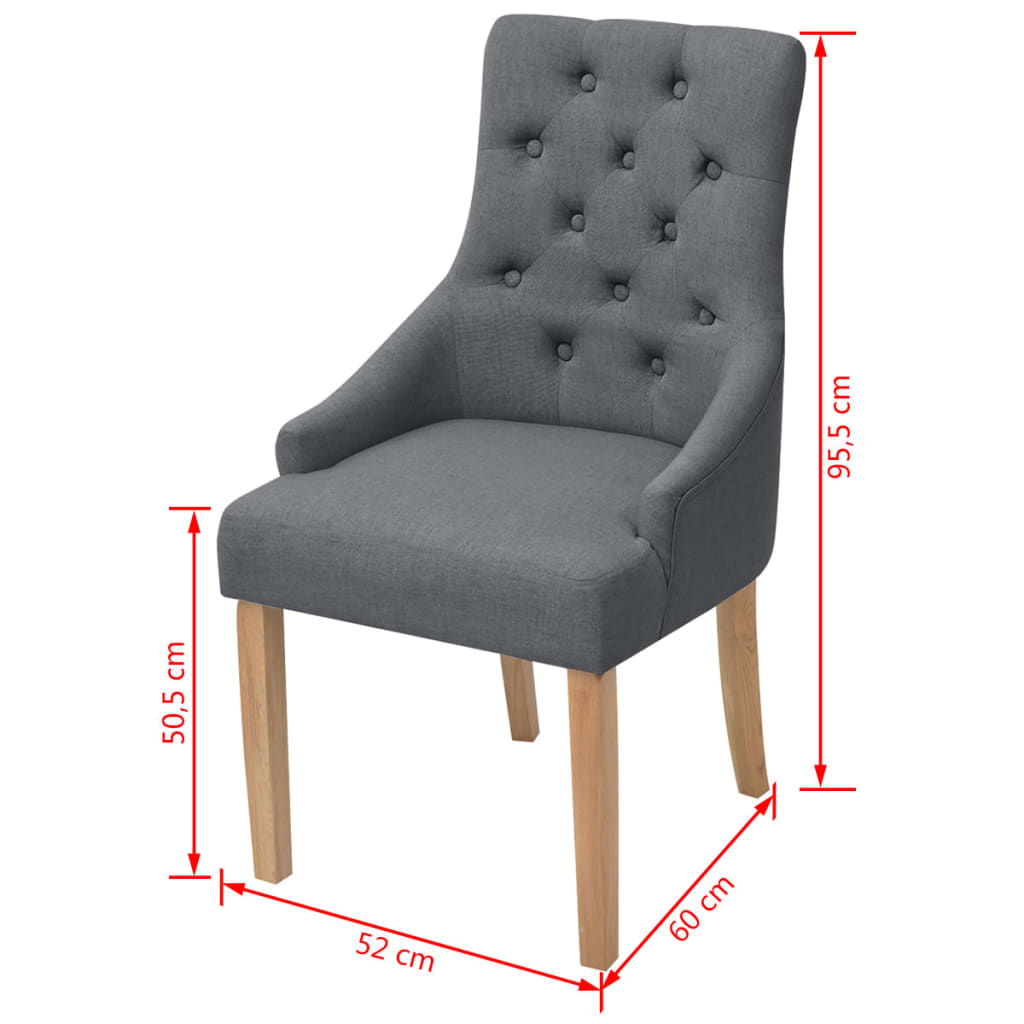 Sedie da Pranzo 2 pz Grigio Scuro in Tessuto 243636