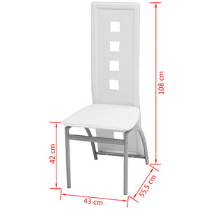 Sedie da Pranzo 4 pz Bianche in Similpelle 243647