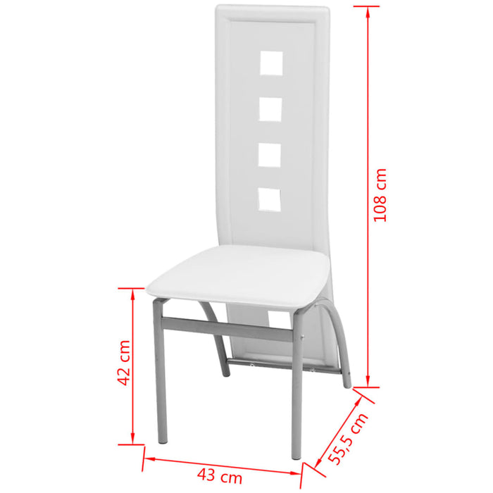 Sedie da Pranzo 4 pz Bianche in Similpelle 243647