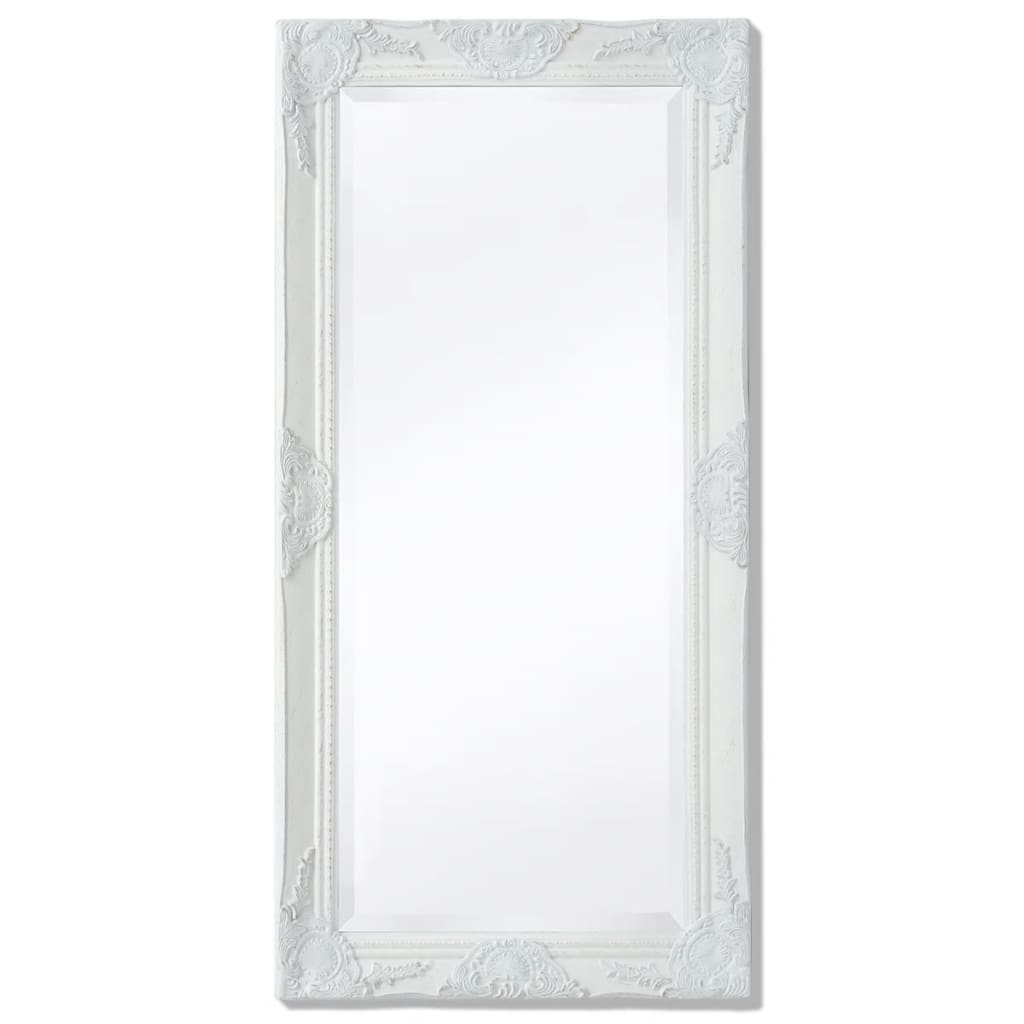 Specchio da Parete Stile Barocco 100x50 cm Bianco 243679