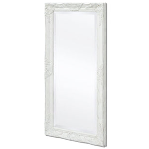 Specchio da Parete Stile Barocco 100x50 cm Bianco 243679