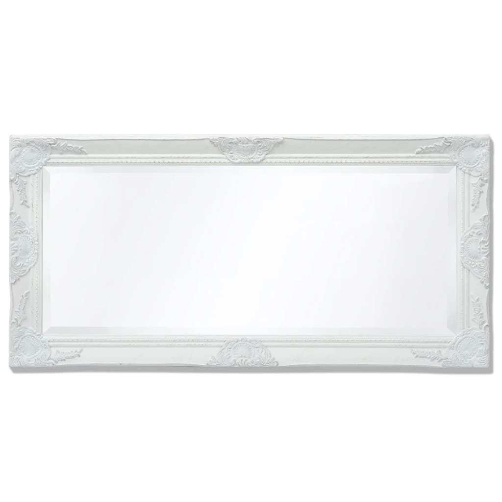 Specchio da Parete Stile Barocco 100x50 cm Bianco 243679