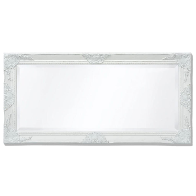 Specchio da Parete Stile Barocco 100x50 cm Bianco 243679