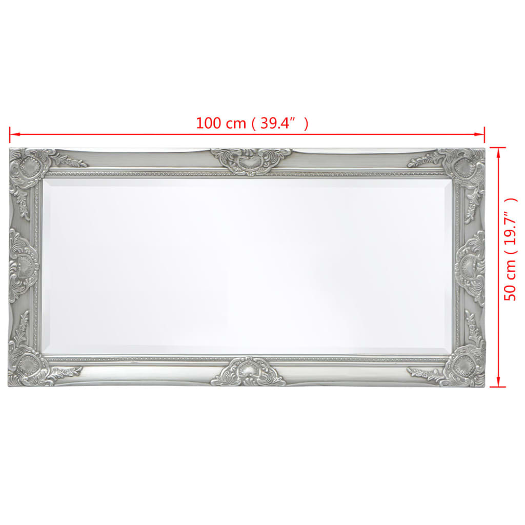 Specchio da Parete Stile Barocco 100x50 cm Argento cod mxl 67828