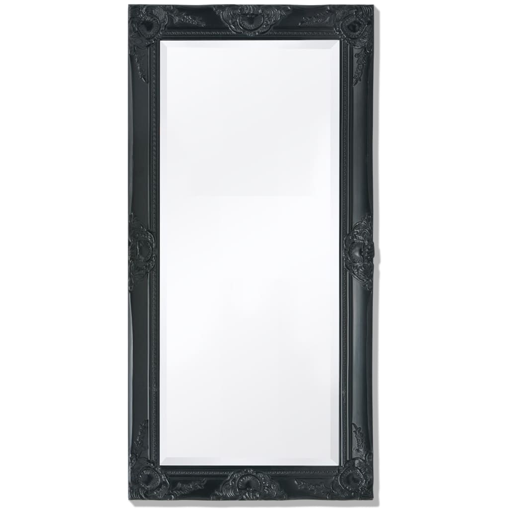 Specchio da Parete Stile Barocco 100x50 cm Nero 243682