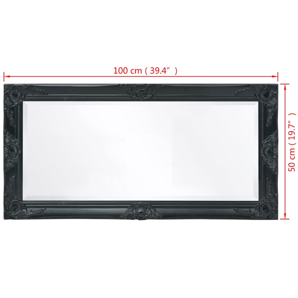 Specchio da Parete Stile Barocco 100x50 cm Nero cod mxl 46861