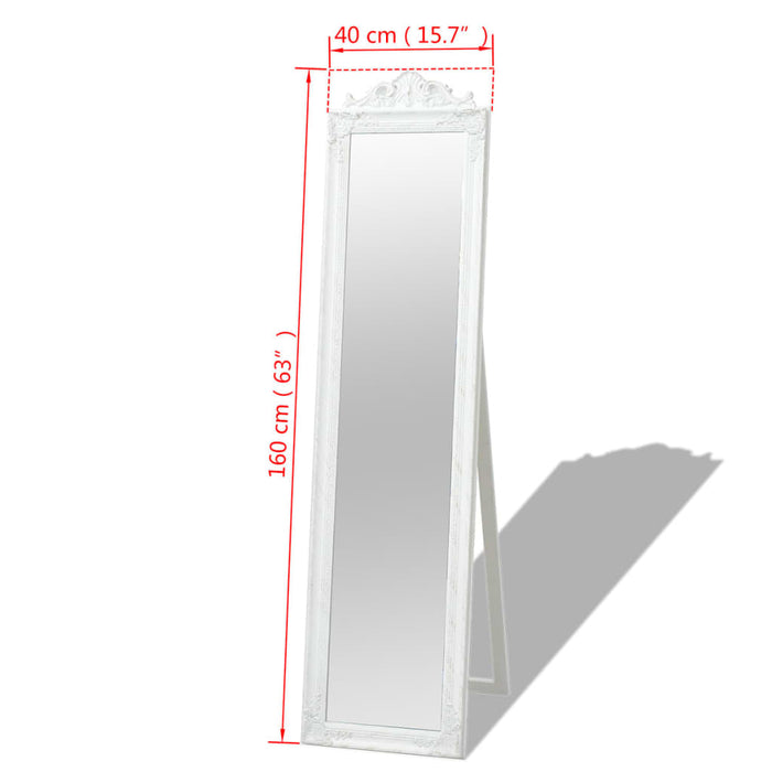 Specchio da Pavimento in Stile Barocco 160x40 cm Bianco cod mxl 67725