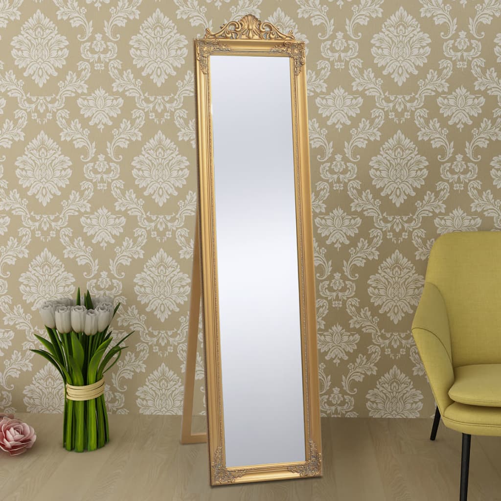 Specchio Autoportante Stile Barocco 160x40 cm Oro 243692