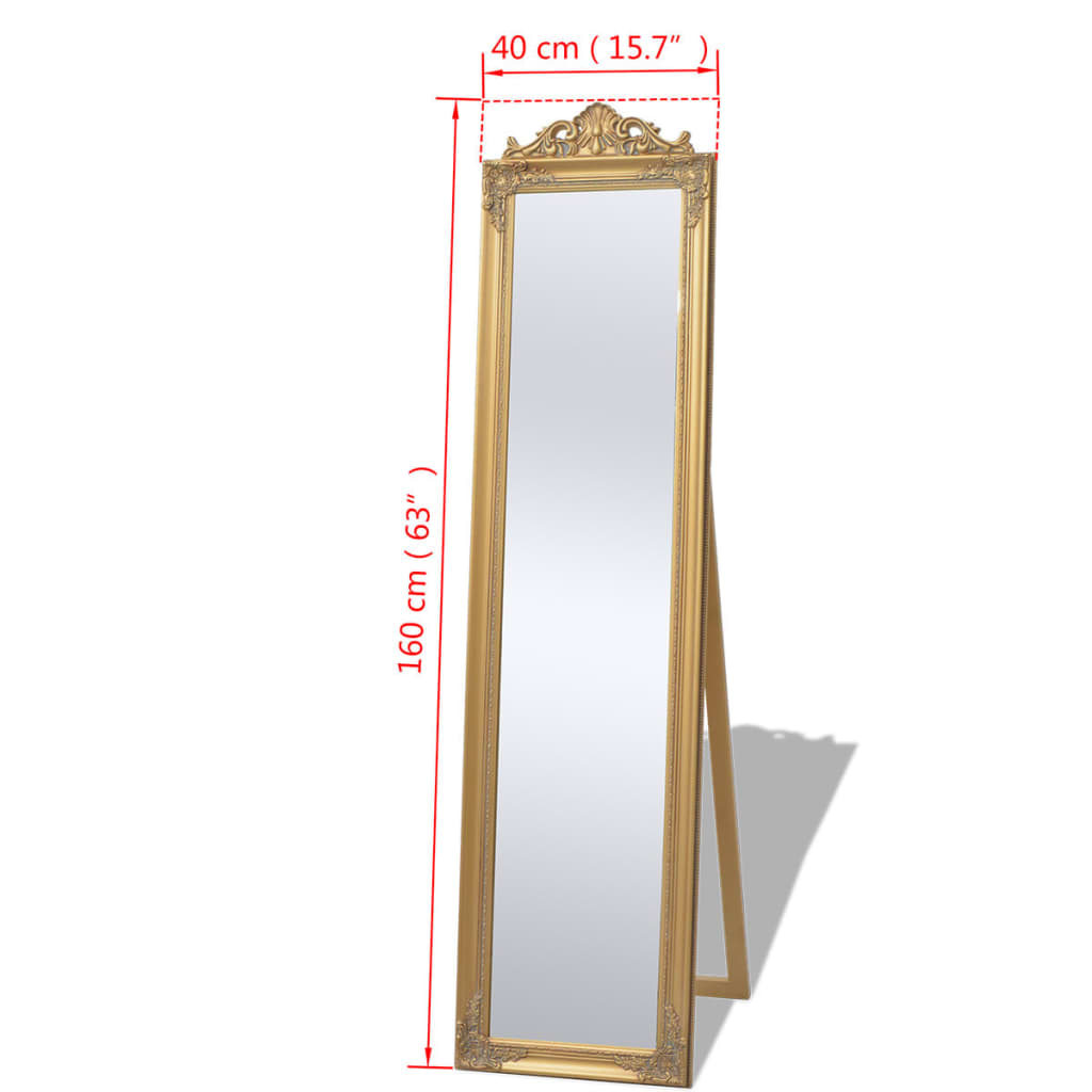 Specchio Autoportante Stile Barocco 160x40 cm Oro 243692