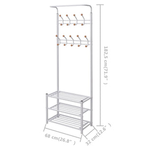 Appendiabiti con Poggiascarpe 68x32x182,5 cm Bianco