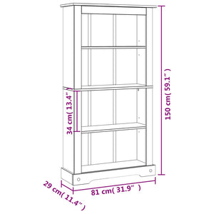 Libreria a 4 Ripiani Pino Messicano Corona Range 81x40x170 cm