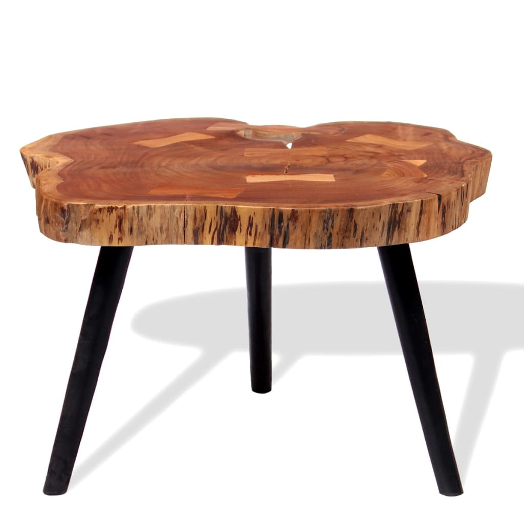 Tavolo da Caffé a Tronco Legno Massello di Acacia (55-60)x40 cm